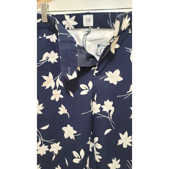 Gap Womens Navy Blue Floral Print Pants With Zipper Closure & Pockets Skinny - Picture 8 of 12